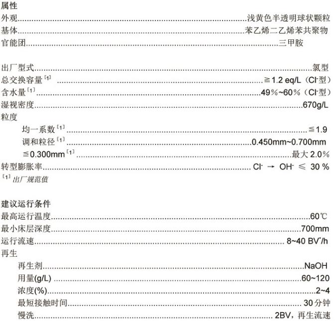 工業(yè)級強堿陰離子樹脂 工業(yè)級強堿陰離子樹脂